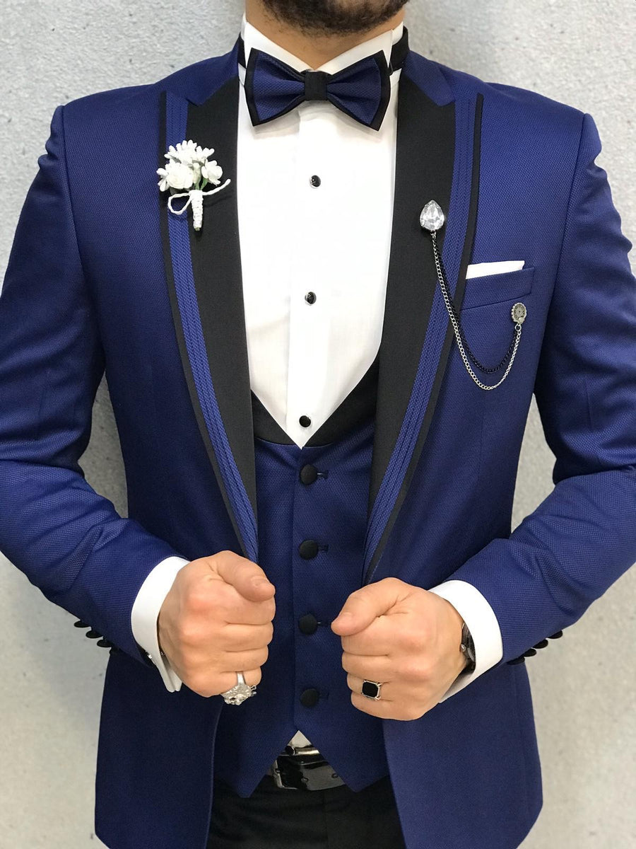 Cicero Blue Slim Fit Peak Lapel Tuxedo – brabion