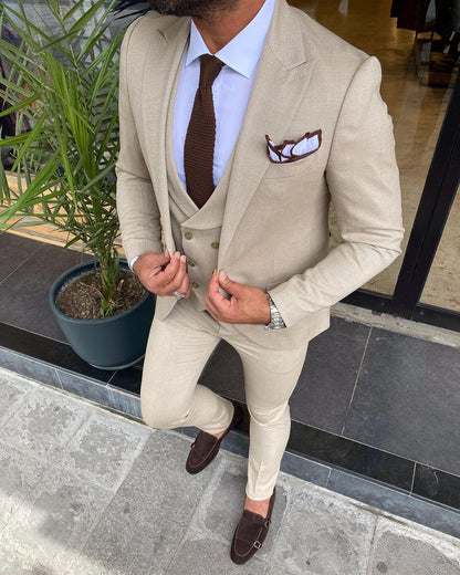 Bonomi Beige Slim-Fit Suit – BRABION