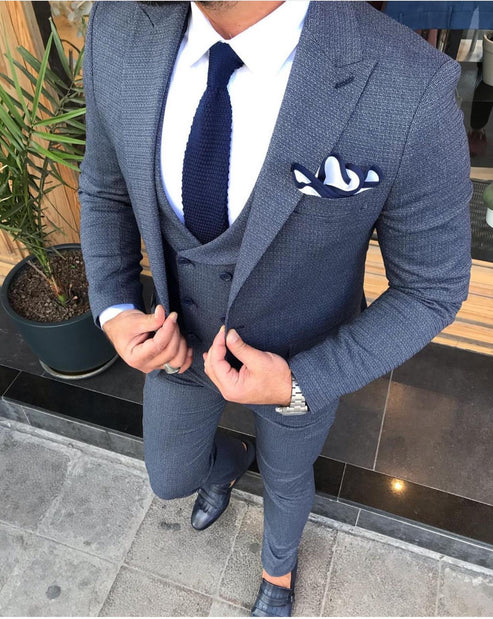 Havana Navy Blue Slim-Fit Suit – BRABION