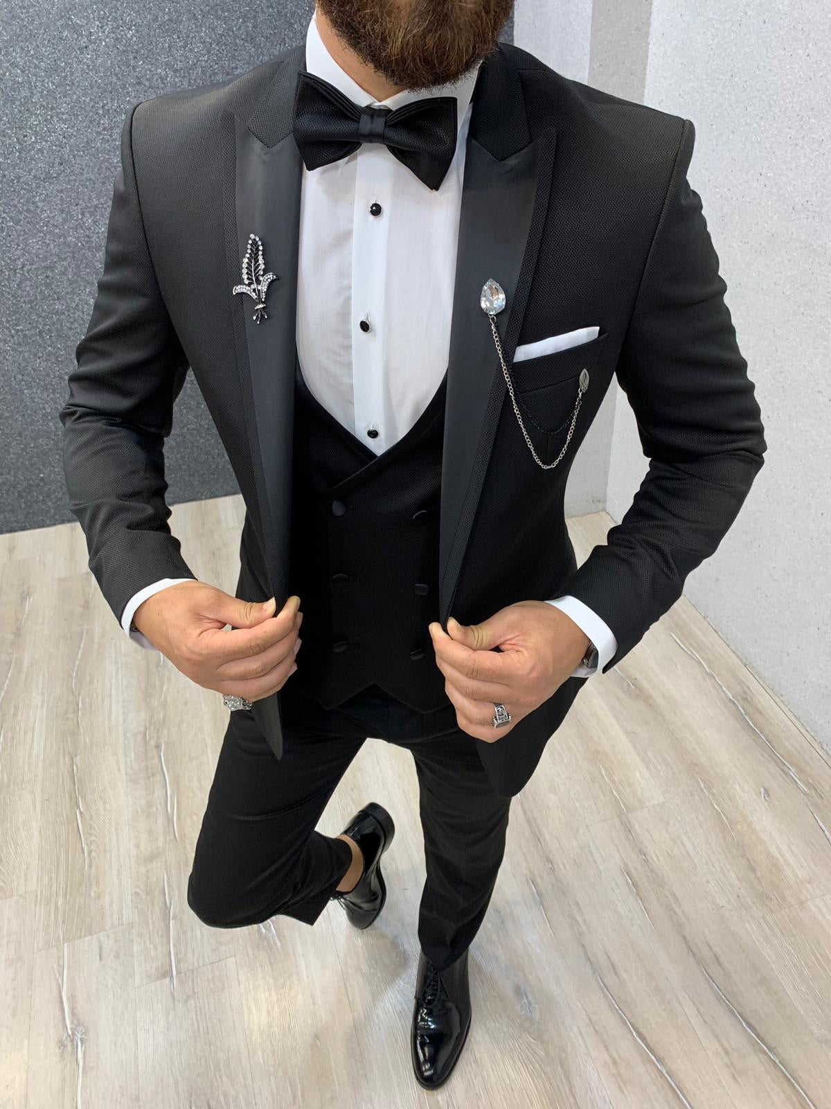 Bernard Black Slim Fit Tuxedo – BRABION