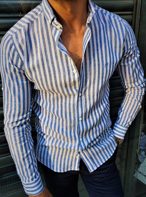 Stefano Blue Striped Shirt – Brabion