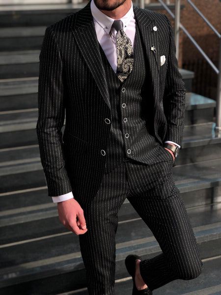 black pattern suit