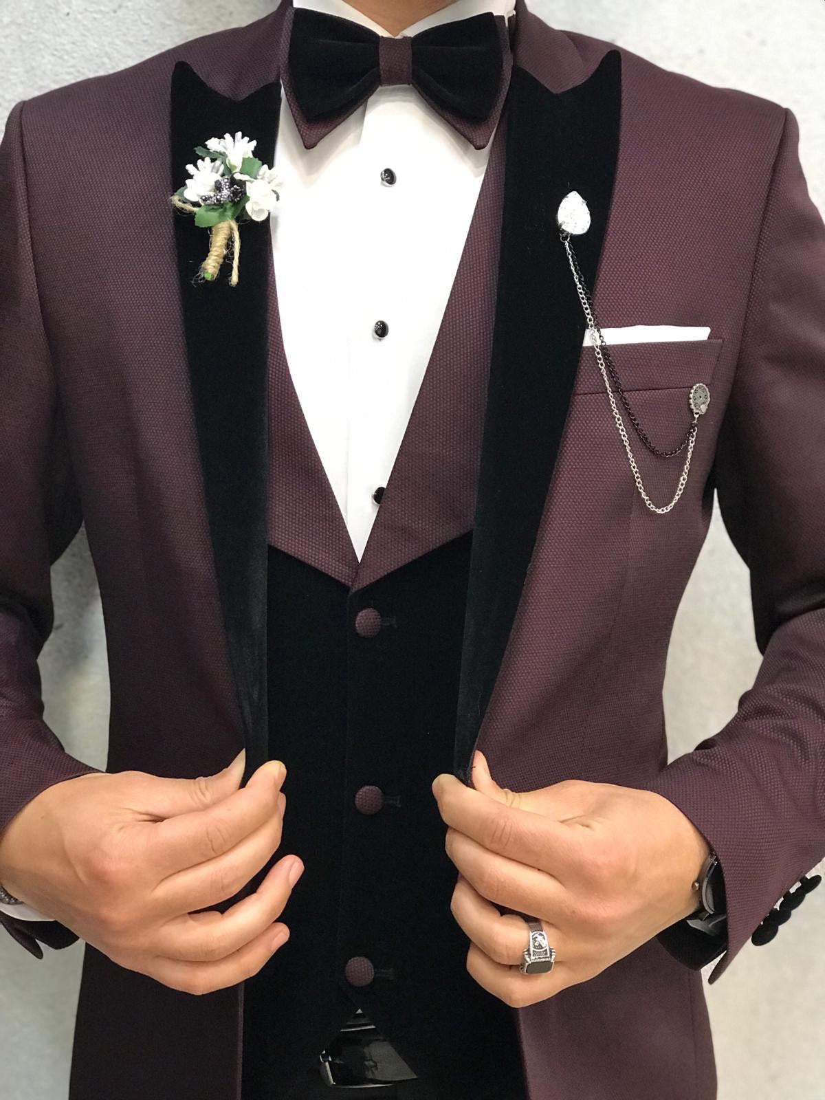 Soprano Claret Red Slim Tuxedo – BRABION