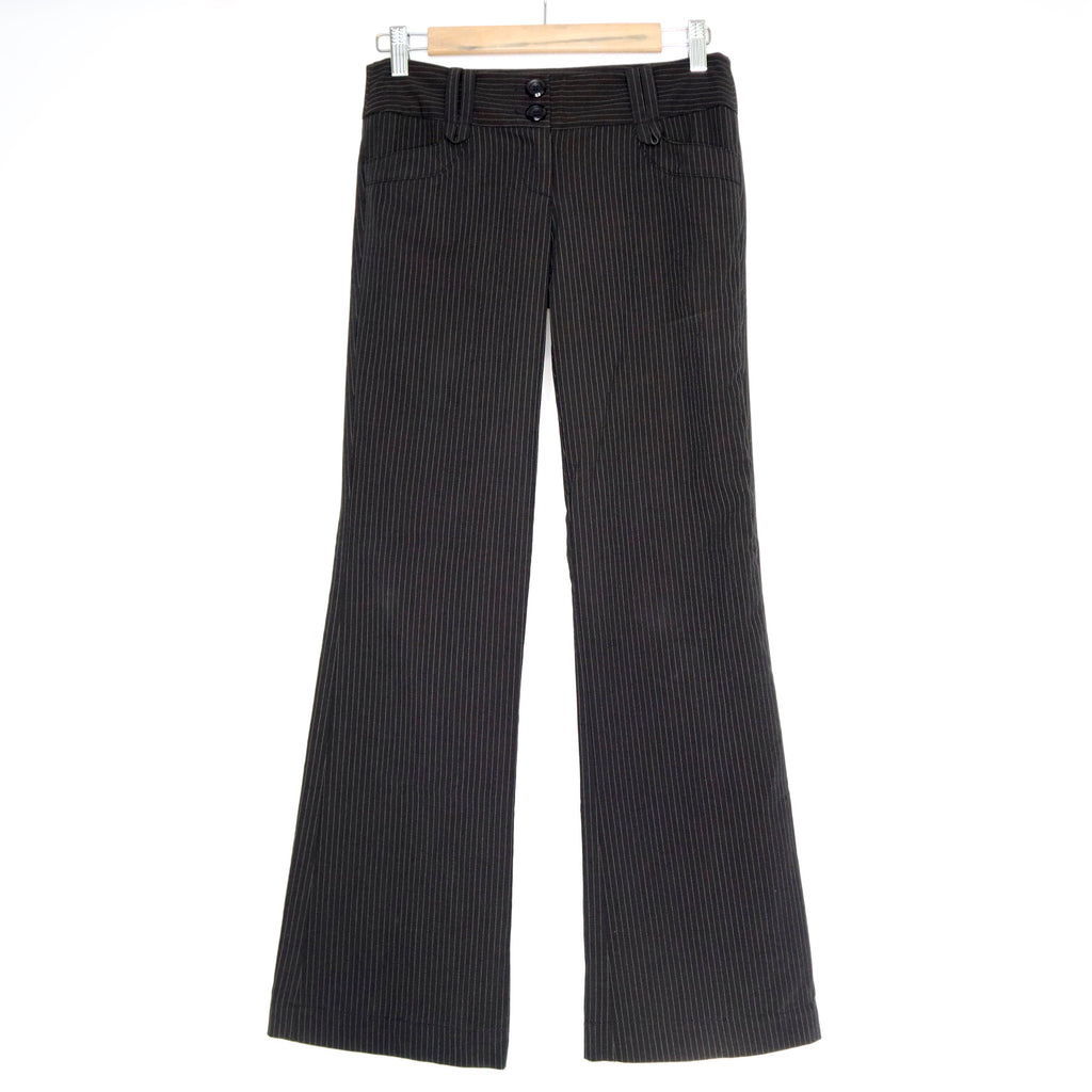 Vintage Early 2000s Low Rise Brown Pinstripe Pants - Imber Vintage