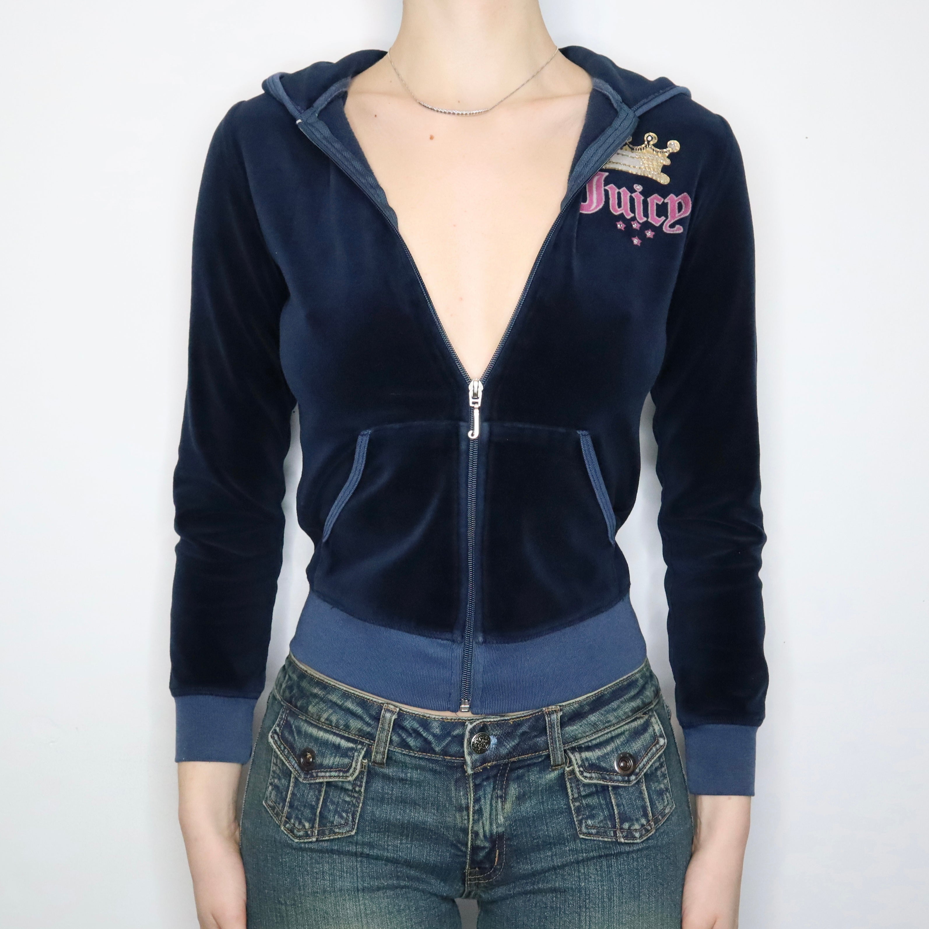 Navy Juicy Zip-Up Hoodie - Imber Vintage