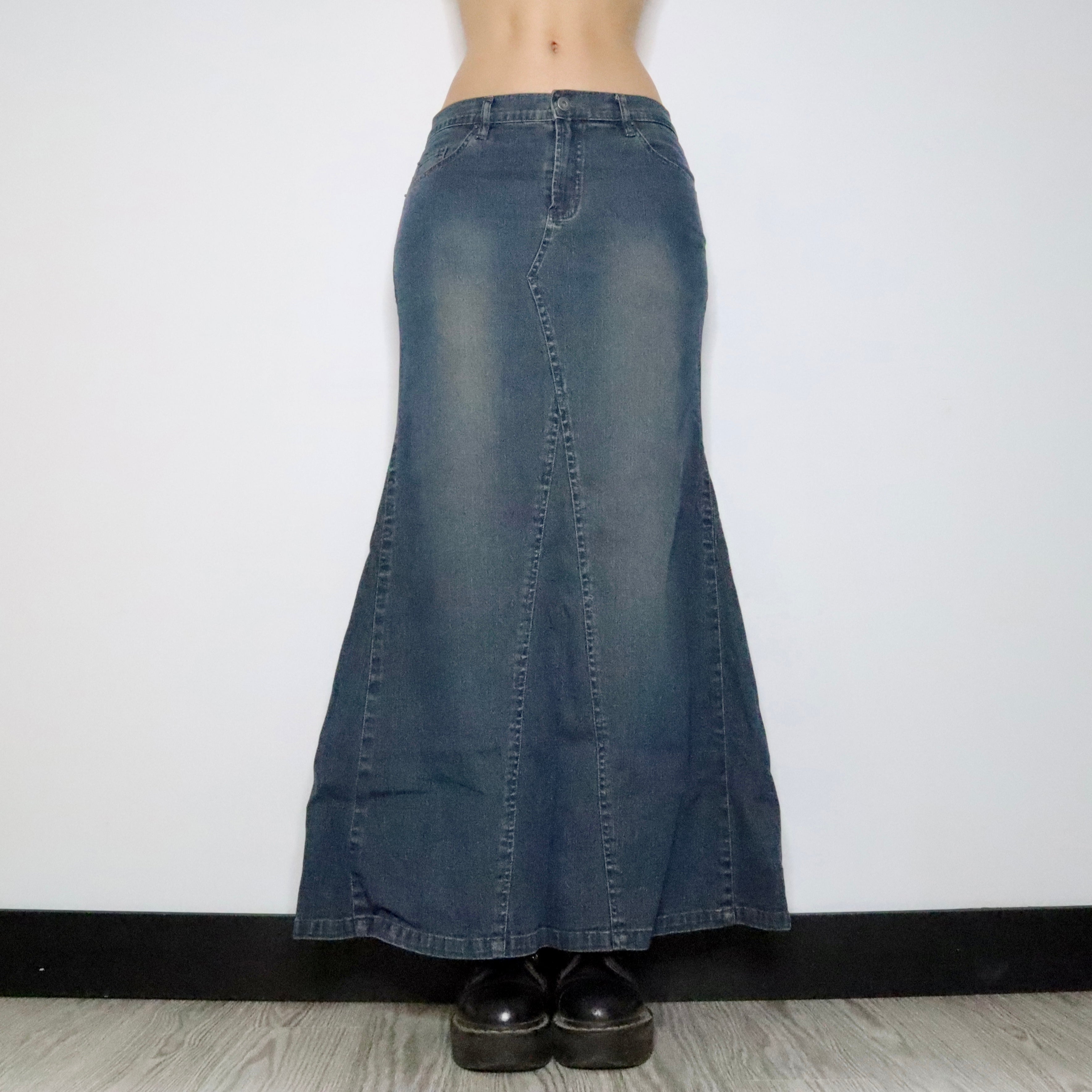 Mermaid Denim Maxi Skirt (Medium) - Imber Vintage
