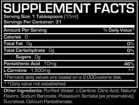 ProSupps L-Carnitine 1500 Supplement Facts
