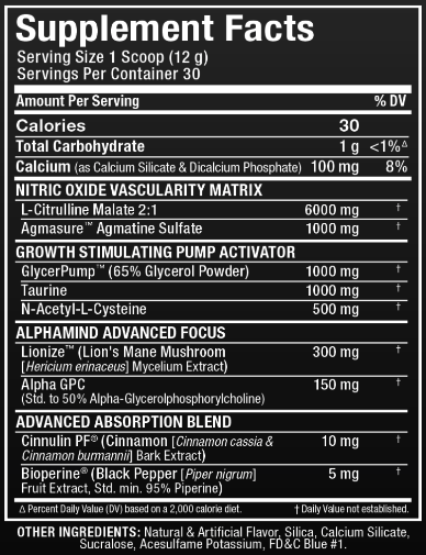 Allmax Impact Pump Stim Free Pre Workout Supplement Facts