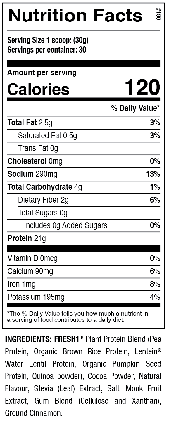 ANS FRESH1 Vegan Protein Nutritional Facts