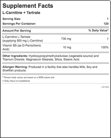 Allmax L-Carnitine Supplement Facts