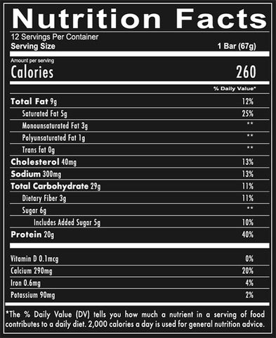 Redcon1 MRE Protein Bar Supplement Facts