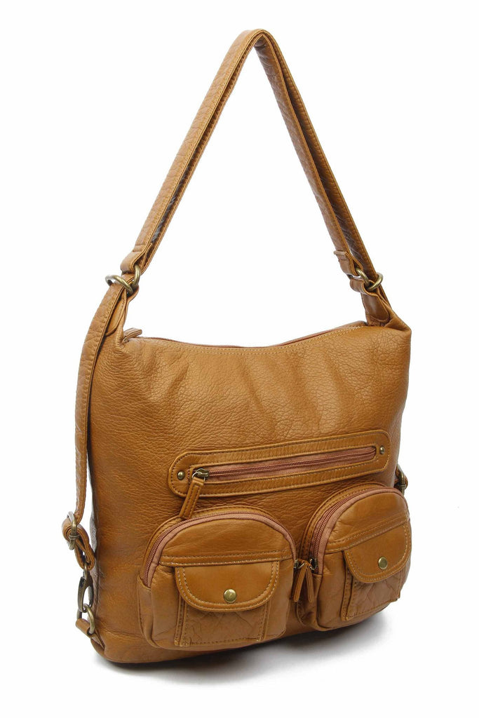 Convertible Crossbody Backpack - Light Brown – Ampere Creations