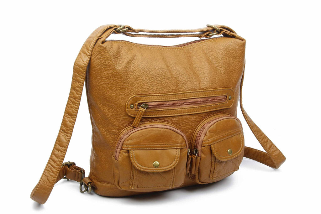 Convertible Crossbody Backpack - Light Brown – Ampere Creations