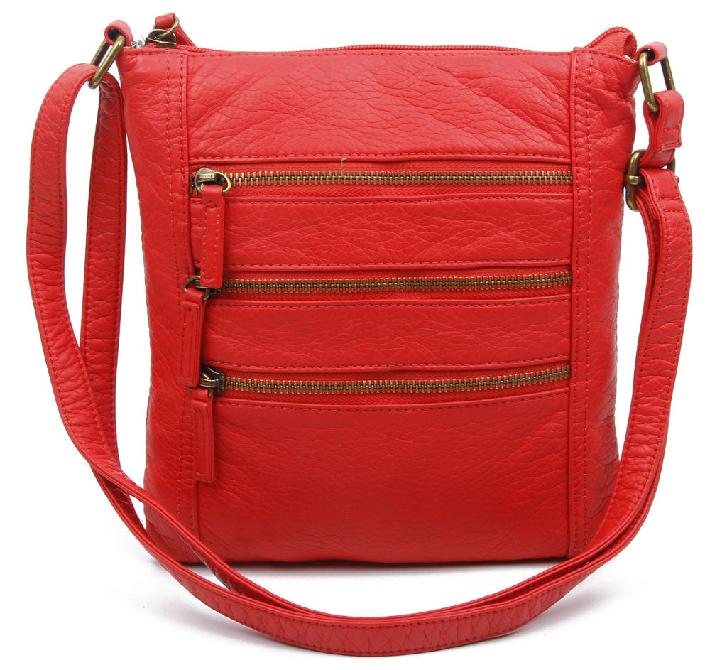 The Camile Three Zip Crossbody - Poppy Red – Ampere Creations