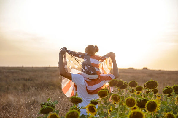 happy family with american flag