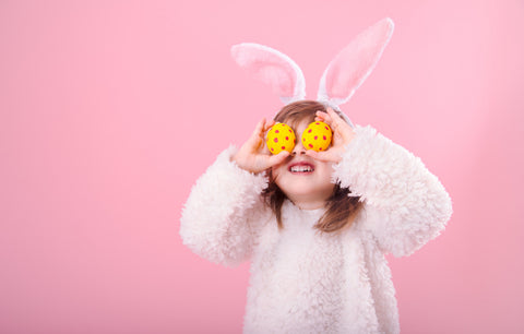 girl with easter eggs on eyes