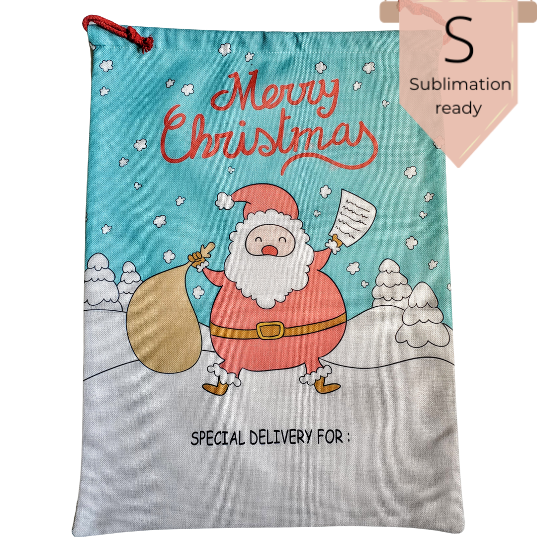 Sublimation blank Santa Sacks 100% Polyester Canvas.