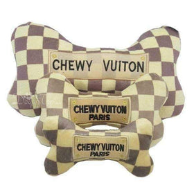 Checker Chewy Vuiton Bone Toy - D.O.G Pet Boutique