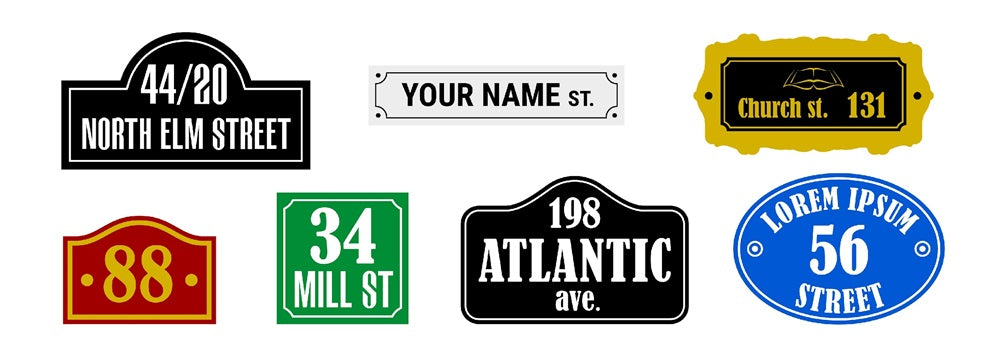 Address and number plates