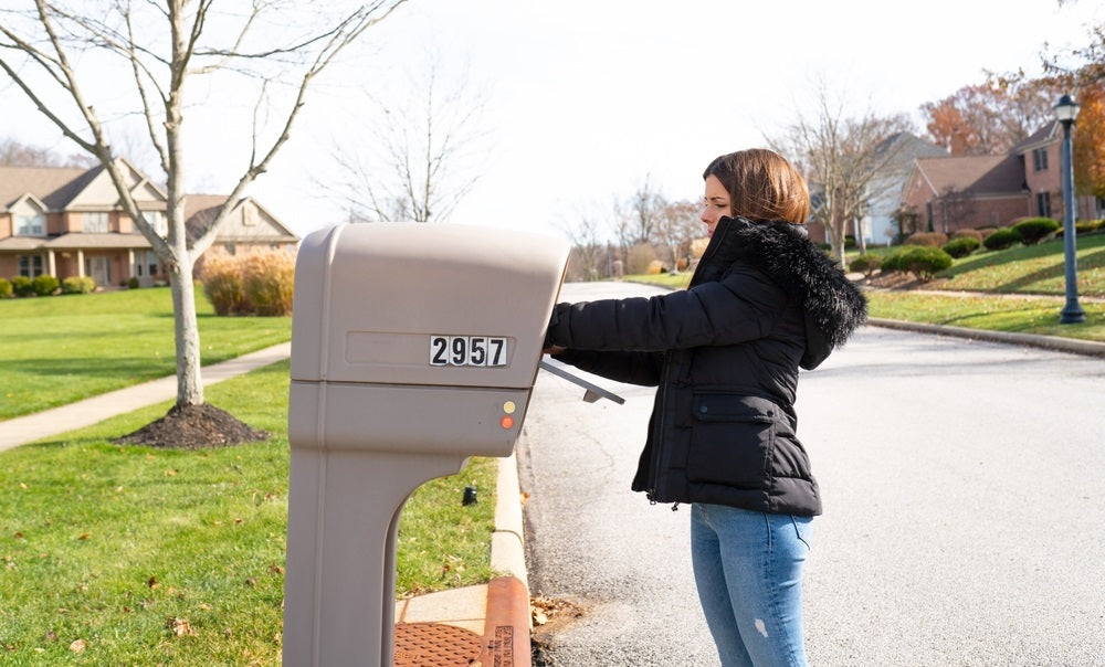 young women looking for mails in the mailbox