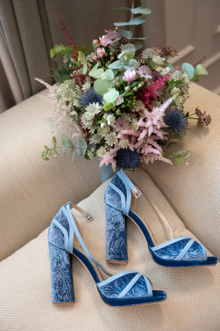 SANDALIA PERFECTA AZUL ZAPATO BODA NOVIA JUST-ENE