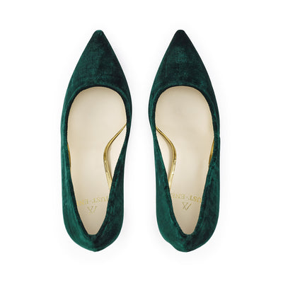 ZAPATO-TERCIOPELO-VERDE-TACON-DAMASCO-ORO