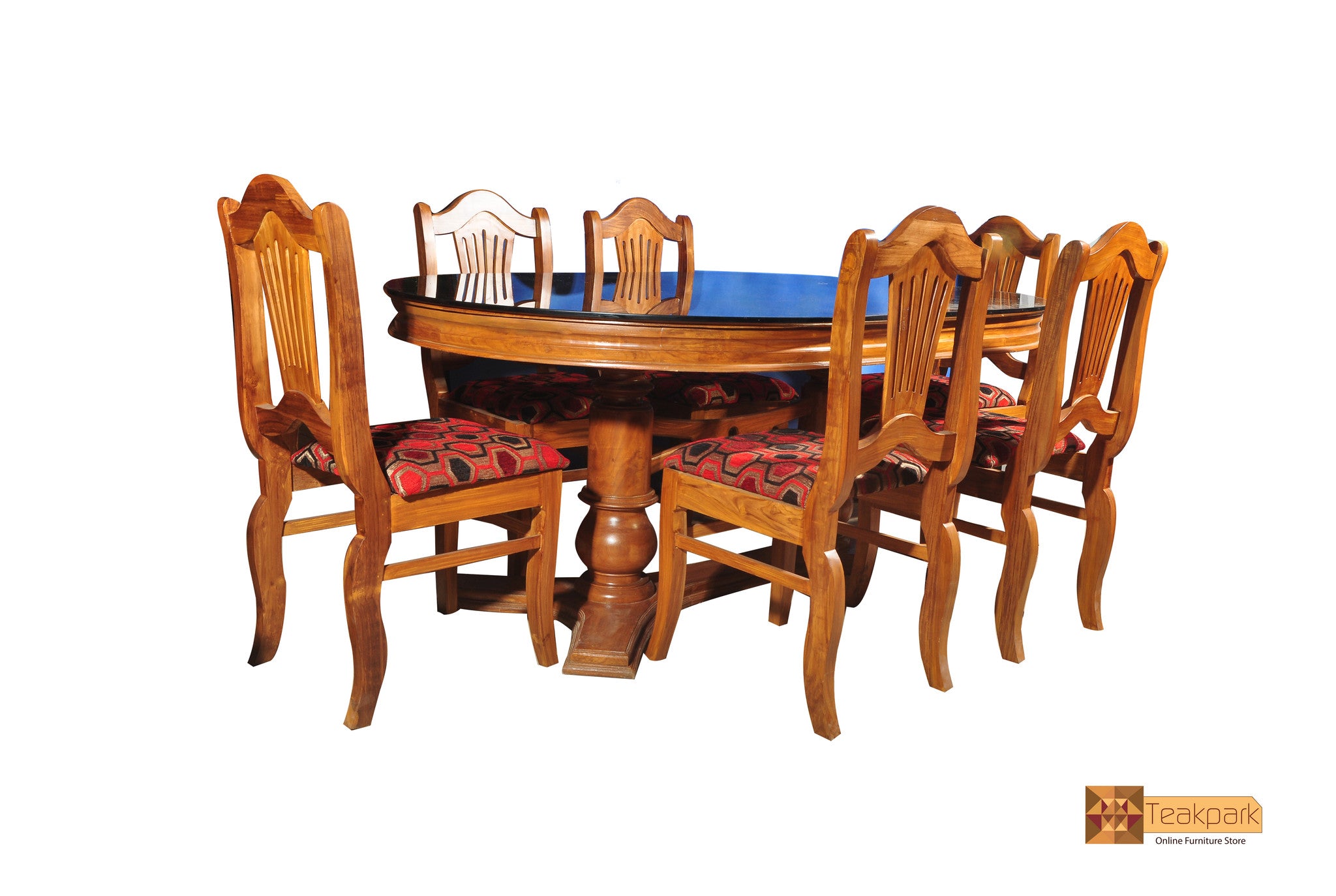 Nila Oval Solid Teak Wood Dining Set Glass Top Table With 6 Chairs Teakpark