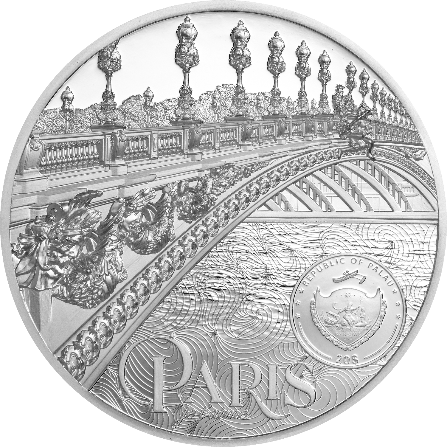 Palau, 500 dollars 2021. Tiffany Art Metropolis - Paris. 5 Oz