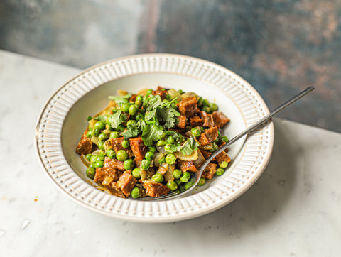 vegan braised steak and peas