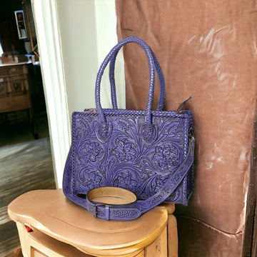 Purple Tooled  Leather Bag