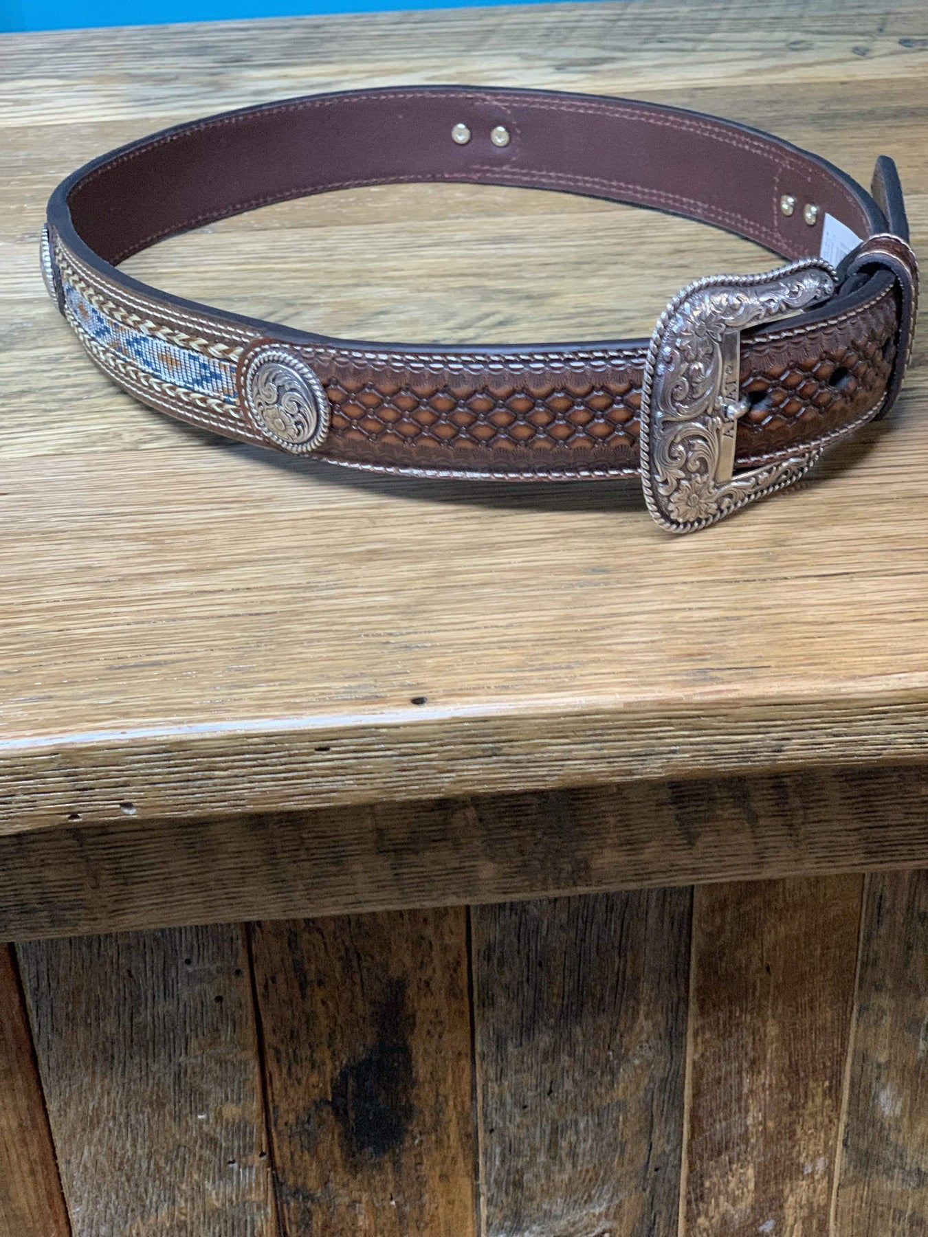 Ariat Men's Natural Basketweave Western Belt