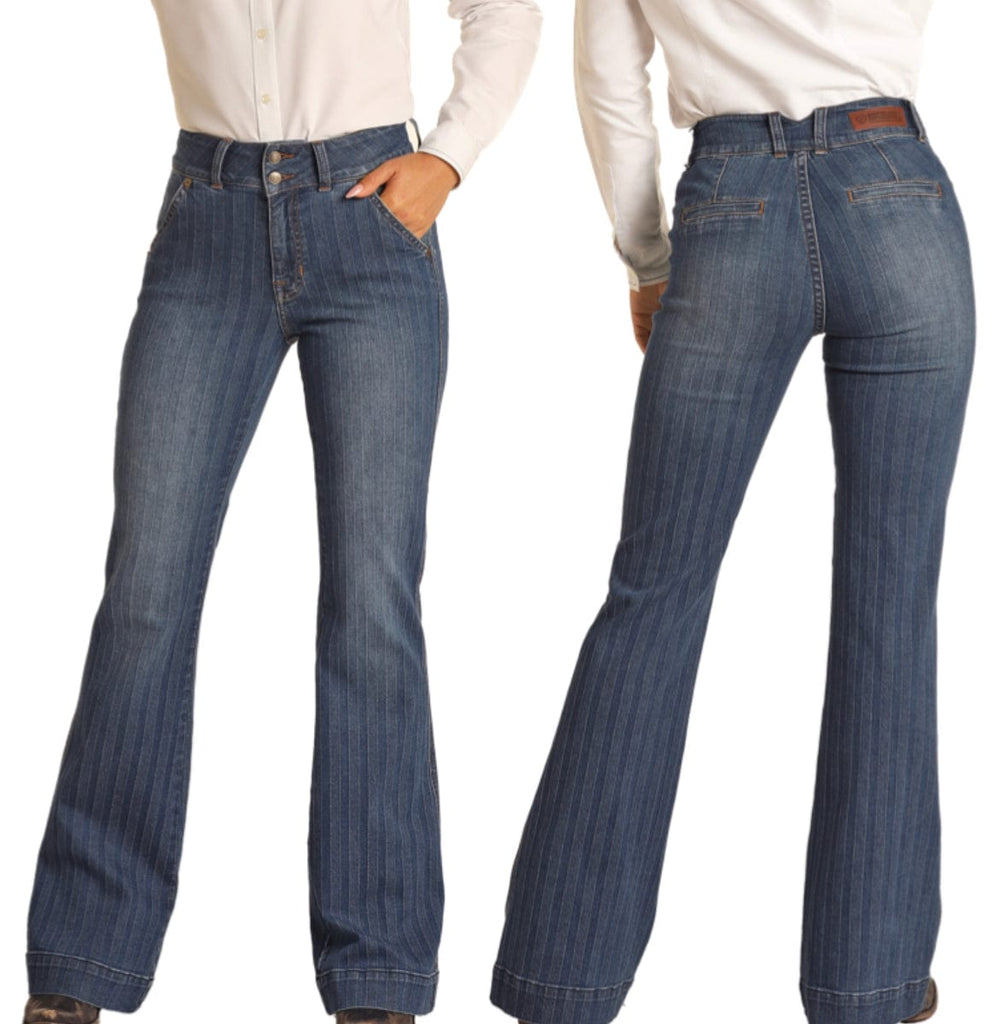 High Rise Extra Stretch Bell Bottom Jeans (RRWD7PR0RZ)