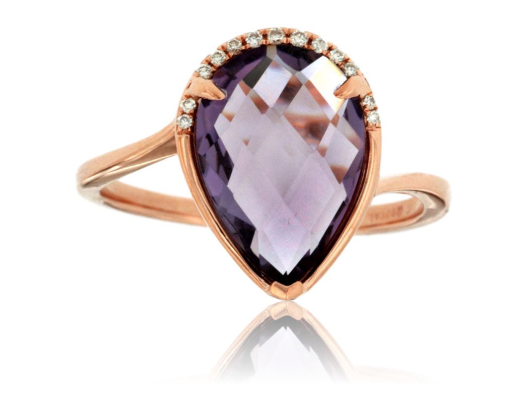 Rose Gold Oval Fancy Cut Amethyst and Diamond Ring – Park City