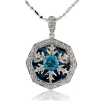 Blue Zircon Reflecting Snowflake Pendant - Park City Jewelers