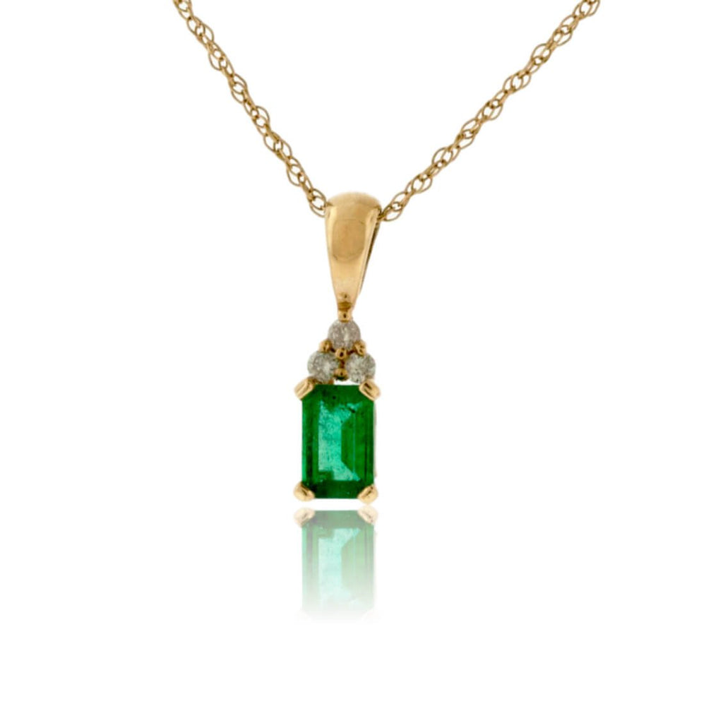 Petite Emerald-Cut Emerald and Diamond Pendant – Park City Jewelers