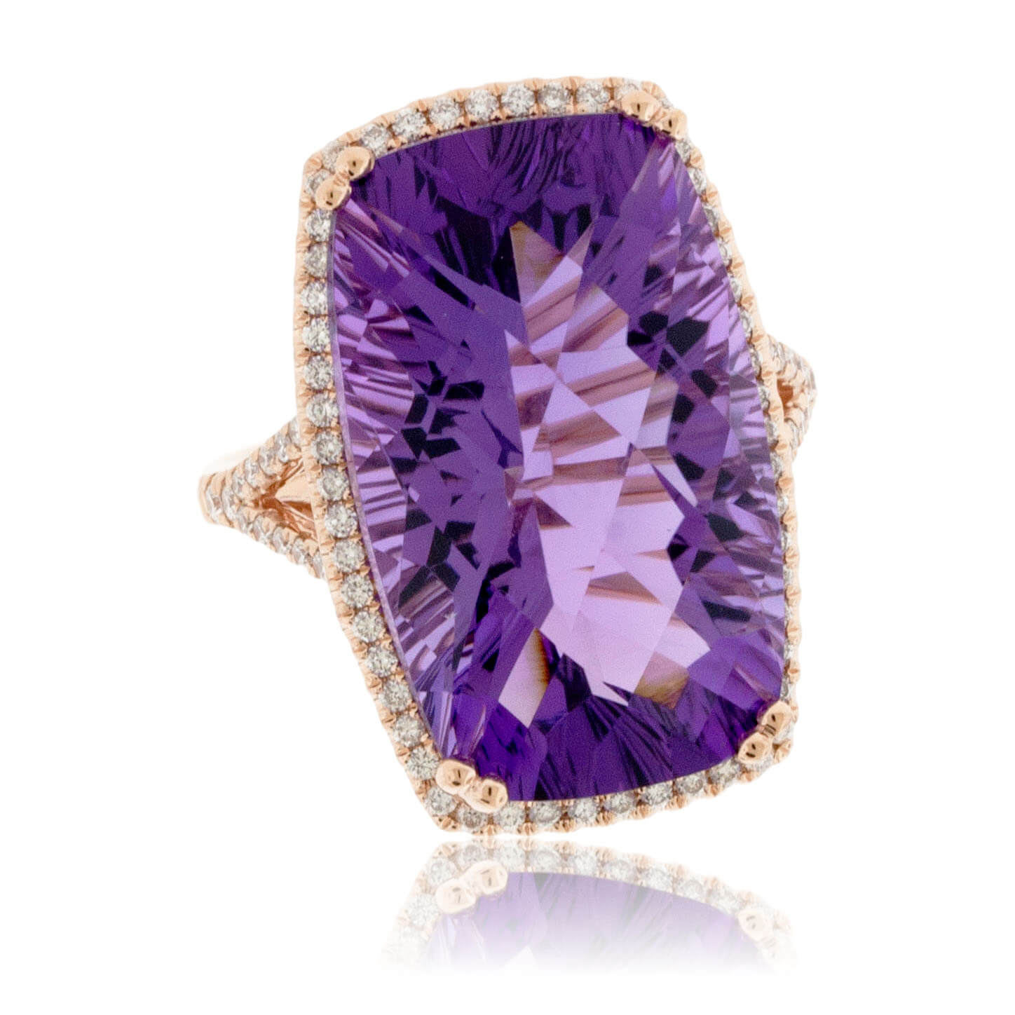 Rose Gold Oval Fancy Cut Amethyst and Diamond Ring – Park City