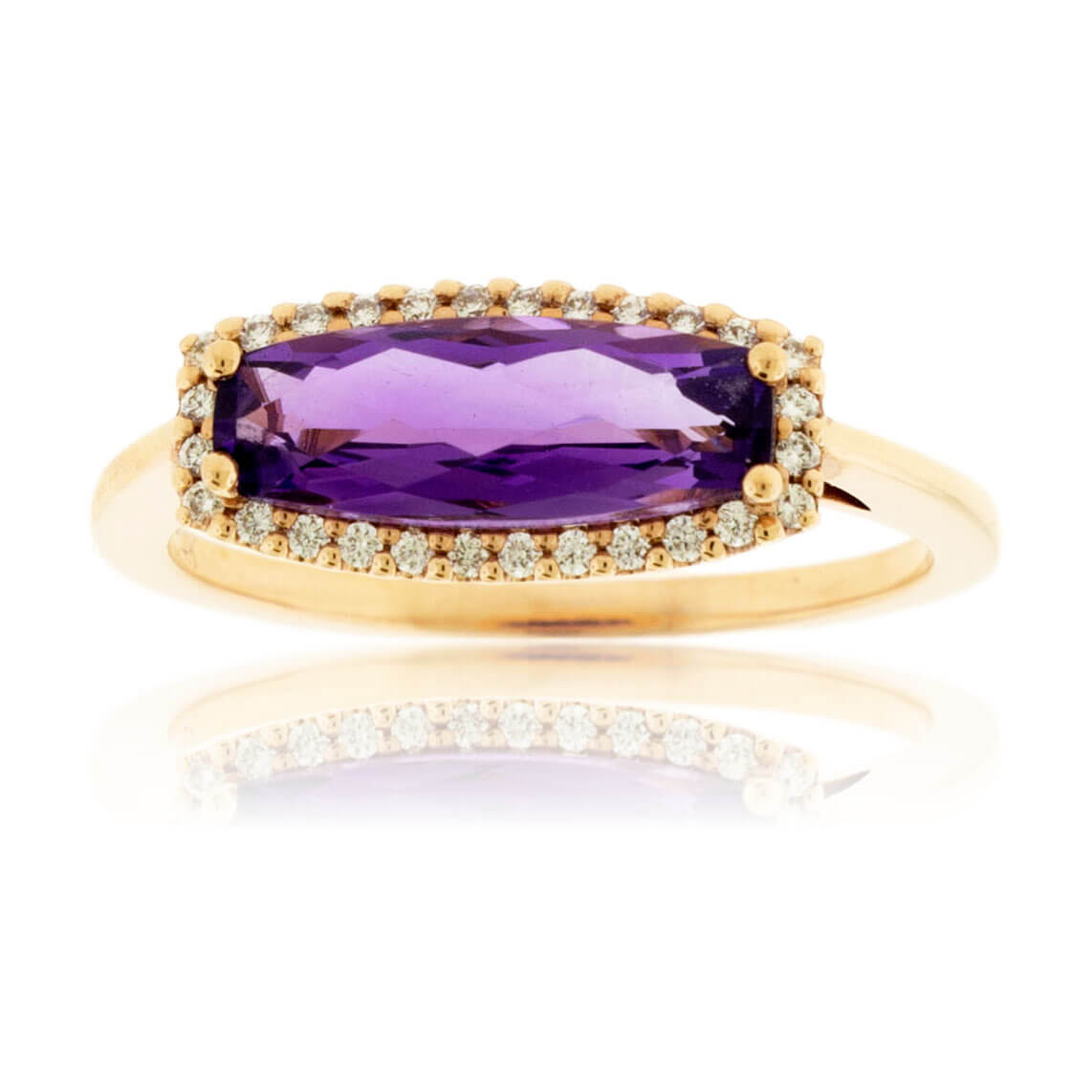 Rose Gold Oval Fancy Cut Amethyst and Diamond Ring – Park City