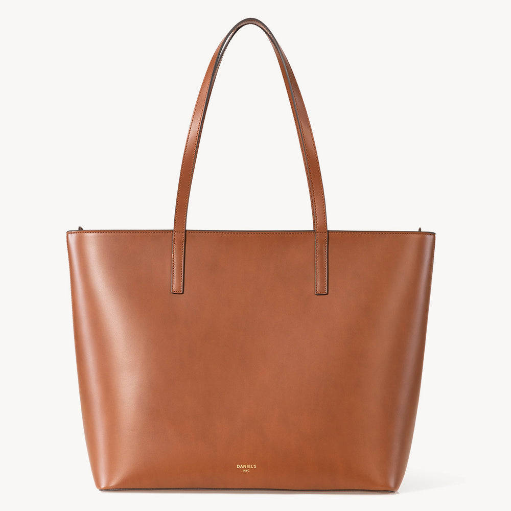 Calfskin Zippered Tote - Cognac with Navy Interior – DANIEL'S