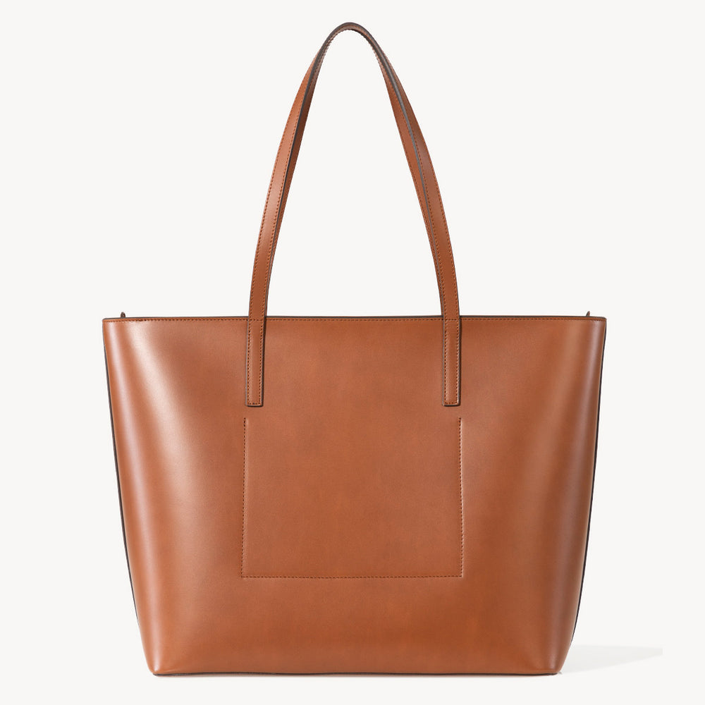 Calfskin Zippered Tote - Cognac with Navy Interior – DANIEL'S