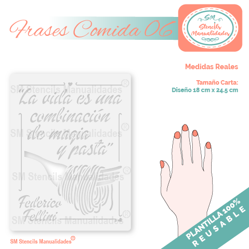 PLANTILLA PARA MANUALIDADES FRASES COMIDA 06 - Stencil decorativo – SD  Stencils Decorativos