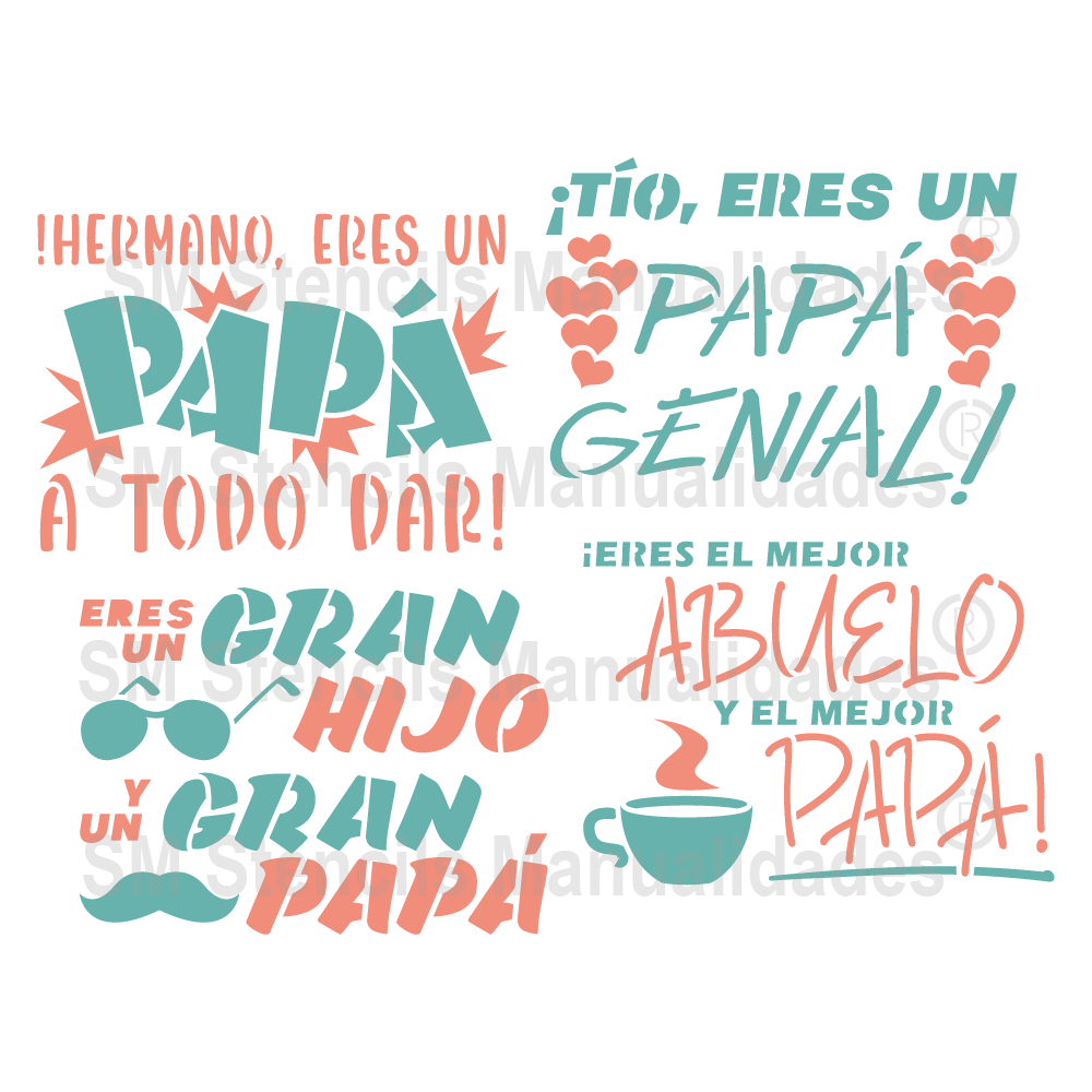 PLANTILLA PARA MANUALIDADES FRASES DLE DÍA DEL PADRE 03 - STENCIL,  PLANTILLA PARA PINTAR – SD Stencils Decorativos