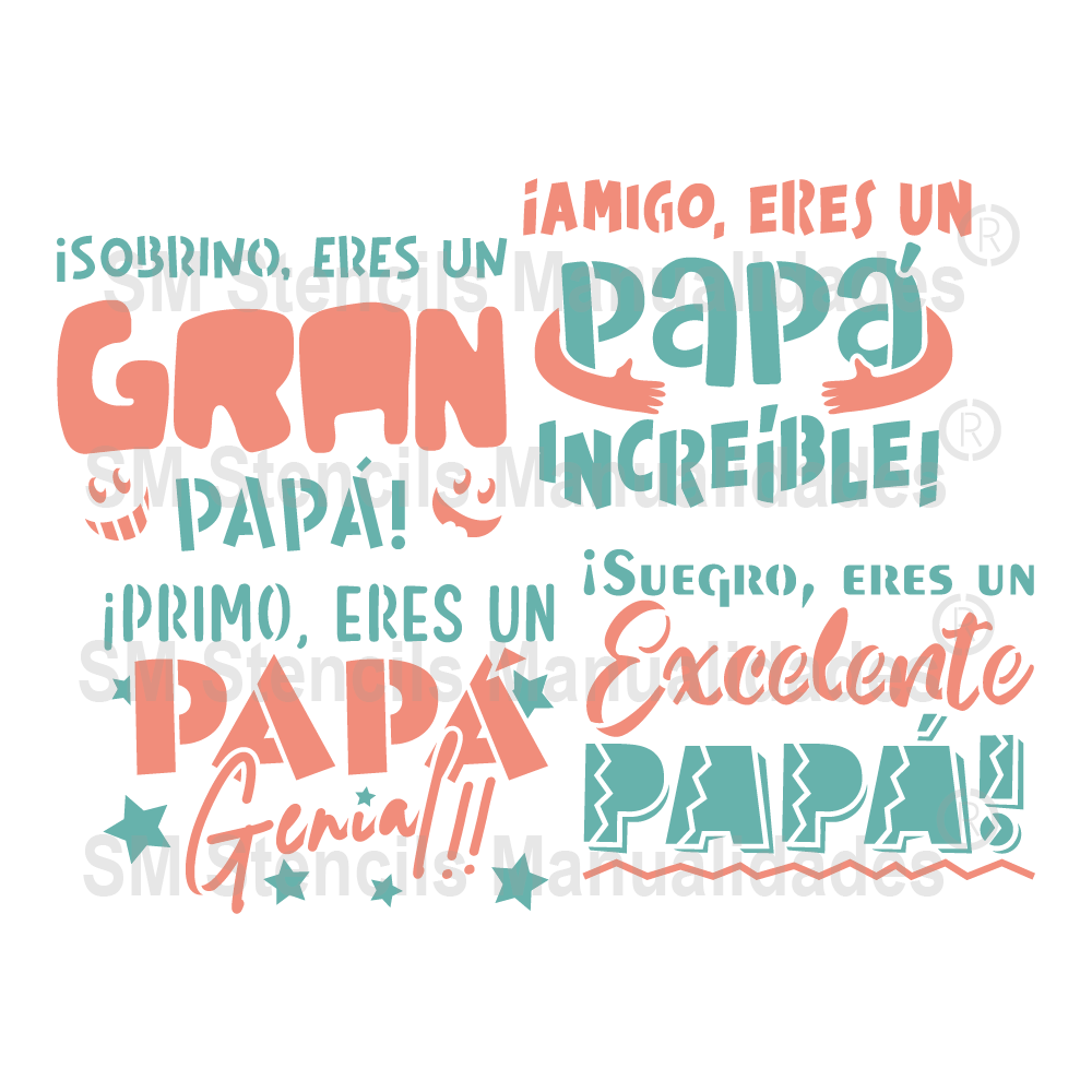 PLANTILLA PARA MANUALIDADES FRASES DEL DÍA DEL PADRE 04 - STENCIL,  PLANTILLA PARA PINTAR – SD Stencils Decorativos