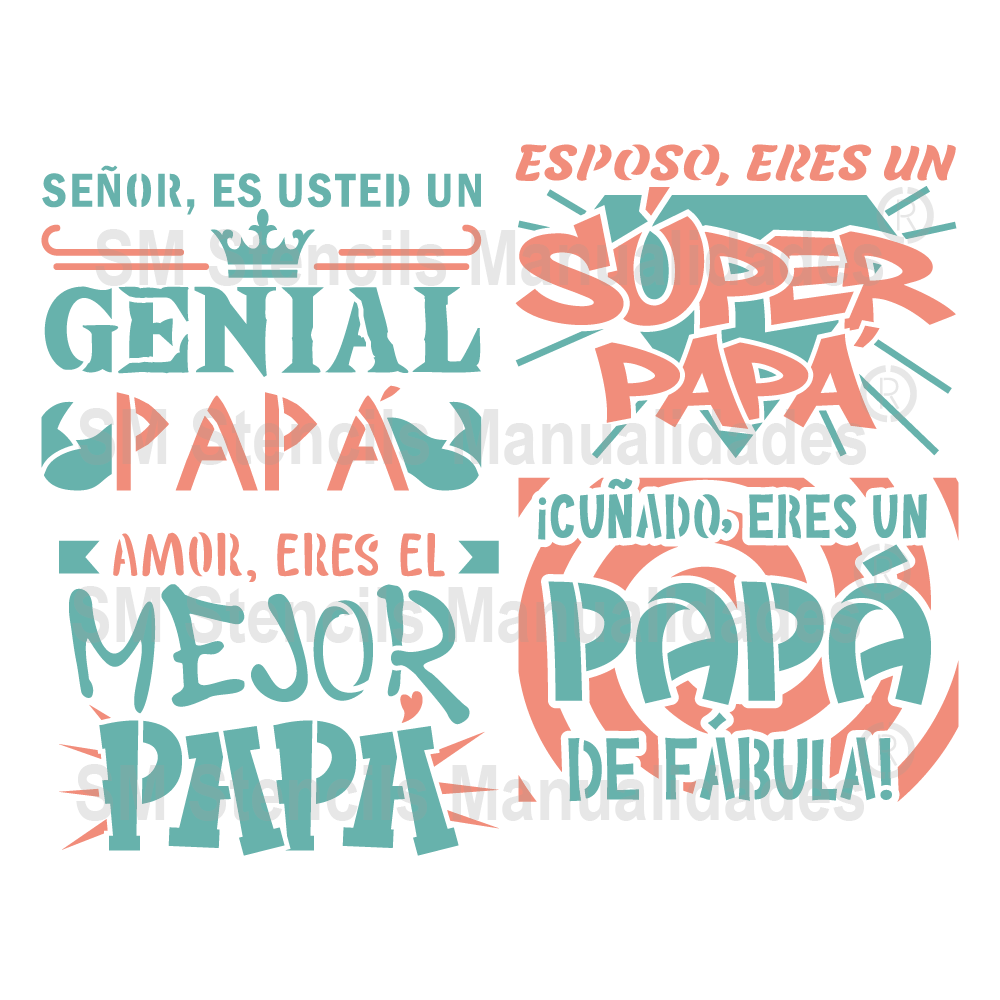 PLANTILLA PARA MANUALIDADES FRASES DEL DÍA DEL PADRE 05 - STENCIL,  PLANTILLA PARA PINTAR – SD Stencils Decorativos