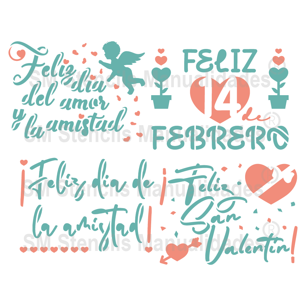 PLANTILLA PLÁSTICA PARA MANUALIDADES FRASES SAN VALENTÍN 05 -Stencil,  plantilla decorativa – SD Stencils Decorativos