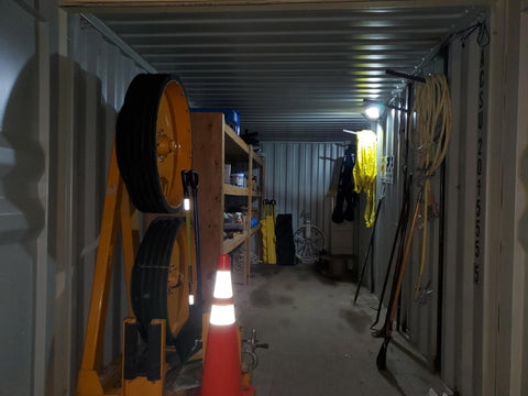 conex container with flood light