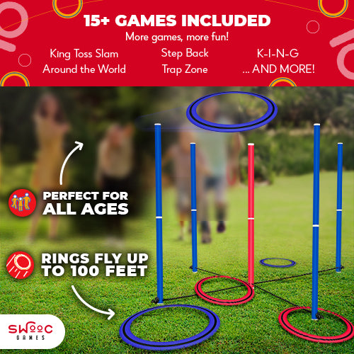 SWOOC Games – King Toss | Giant Ring Toss Game for Kids and Adults (4ft x 4ft) | Weatherproof Giant Outdoor Games for Adults and Family | Backyard Games | Giant Yard Games | Giant Lawn Games | Outside Games for Adults and Family | Beach Games for Family