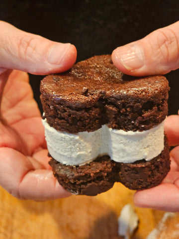 Heart shaped ice cream sandwich, gluten free and vegan