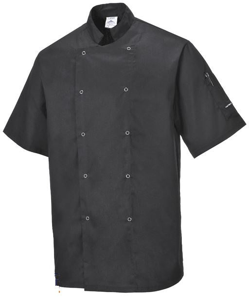 Portwest Stud Front Chefs Jacket Black S/S – SAS Workwear Ltd
