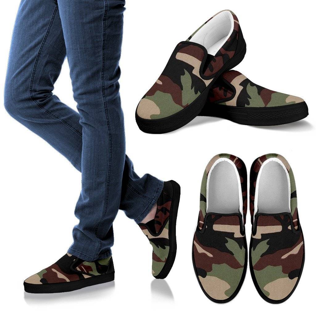 Camo Women's Slip on Shoes With Black Soles – Raggzz Custom Styles