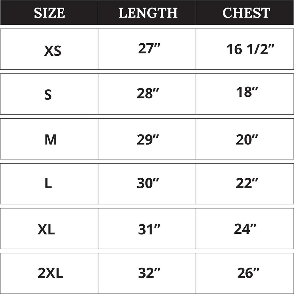 Unisex Long Sleeve Tee | Size Chart